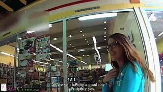 shy teen girl masturbates in public mall