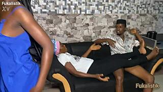 african maid sneaks around with the husband's cock in the house