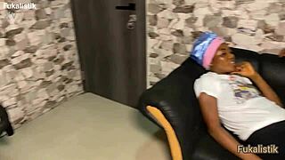 african maid sneaks around with the husband's cock in the house