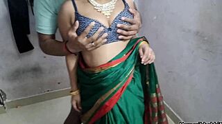 hot indian desi bhabhi gets fucked in sexy pink silky saree, feeling the silk against her skin