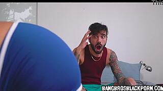 Hes madly in love with his black stepsisters huge booty, fucking that ebony babe with big ass and mother in law.