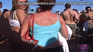 Hot girls flash tits at beach party! 😎