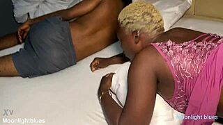 Horny housewife fucks big cock in bed while husband sleeps