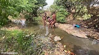 We Alternated Fucking the Curvy BBW's Spreading Ass in the Stream