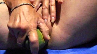 cucumber fun with close up gaping clit pussy masturbation