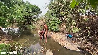 We Alternated Fucking the Curvy BBW's Spreading Ass in the Stream