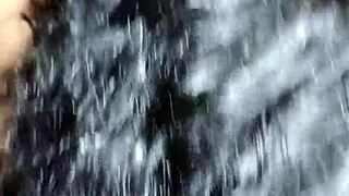 latina milf jerks huge cock for facial