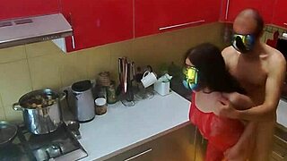 Mature milf rough in kitchen hidden cam