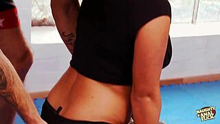 two girls one guy and a gym were enough for them to have anal pounding