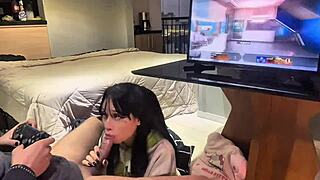 Perfect Blowjob While Playing Call Of Duty With Amberzinha's Wet Tits