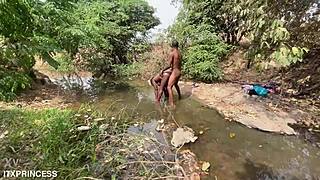 We Alternated Fucking the Curvy BBW's Spreading Ass in the Stream