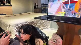 Perfect Blowjob While Playing Call Of Duty With Amberzinha's Wet Tits