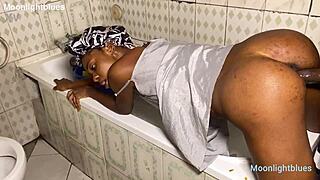Beautiful Housewife in Bathroom Bends Over for Big Black Cock Plumber in Doggystyle