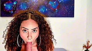 gostosa goes crazy solo with big dildo gagging tits shaking