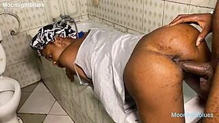 Beautiful Housewife in Bathroom Bends Over for Big Black Cock Plumber in Doggystyle