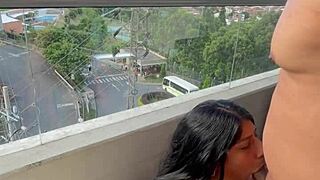 Stepsister delivers sloppy blowjob to big black cock