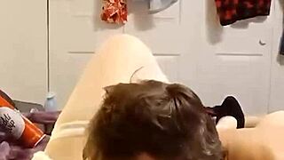 Jerry sucks cream off tits, eats pussy to orgasm.