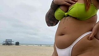 Cheese seller stares at my pussy on beach?