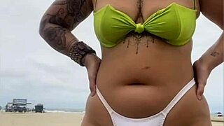 Cheese seller stares at my pussy on beach?