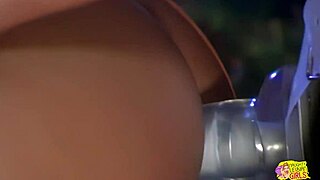 sensual blonde with huge boobs getting strapon penetration from lesbian babes.