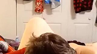 Jerry sucks cream off tits, eats pussy to orgasm.