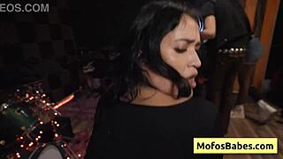 hot brunette sucking dick backstage then getting banged from behind - nia bleu brett maker