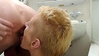 German milf sandra performs rimming, ass licking, and face fucking