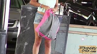 hot teen babe gets spied on while riding cock for a ride outdoors