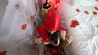 Intense halloween sex with cum and riding.