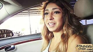 hot teen babe gets spied on while riding cock for a ride outdoors