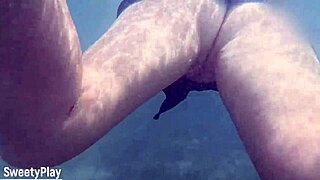 underwater creampie happens while swimming after cum inside pussy