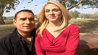 stacked blonde sucks and fucks him