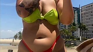 Married Woman Flashes Tight Bikini On African Beach!