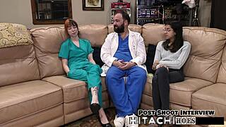 Freshman undergoes a mandatory hitachi session in POV roleplay backstage with Ditria Rose.