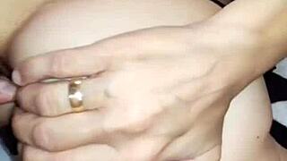 Slender Mature Milf Whore in Stockings Gets Assfucked by Husbands Friend in Homemade Pov