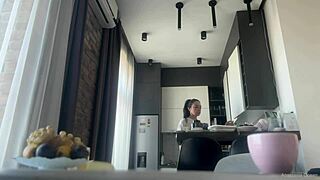 Sexy Fit Brunette Does Housework Without Panties, Flashing Pussy