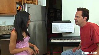 Hey, check out this teen babe who trades her tight pussy for some lessons