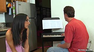 Hey, check out this teen babe who trades her tight pussy for some lessons