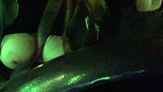 Italian milf takes solo car ride flashing juicy big tits