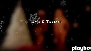 Uma jolie plays with blonde milf after striptease