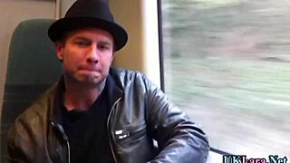 The classy British maid in stockings gives a blowjob and handjob then gets a facial cumshot