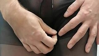 Whoa, check out this sissy filling pantyhose with hot cum loads