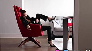 elegant teen model pauline pastel posed in black lingerie exposing body