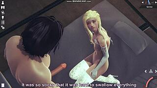 honey select 2 videogame blonde in white lingerie gets whipped and fucked 😏