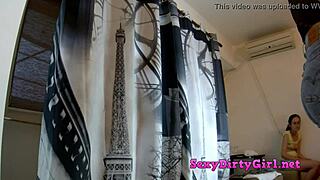 Teasing short jeans on teen