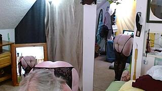 model in bodystockings cums hard, then we cum together in sexy lingerie