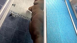 Ebony BBW Stepsister Showers In Tight Dress, Big Ass On Display