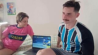 my soccer team lost so she won the bet and had to suck my big cock pov style