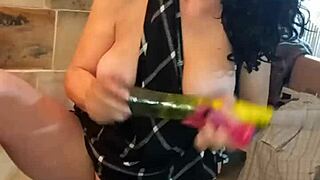 Velvet Rain Hot Horny Milf Squirts with Huge Toys