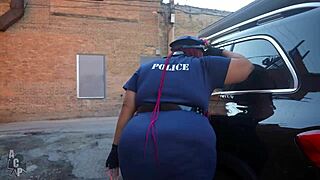 Ebony Slut Charlie Nasty Chooses Big Black Cock In Outdoor Police Scene.